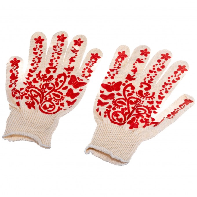 Gigant перчатки х/б с ПВХ покрытием "Цветы" 13 класс вязки 10 штук в упаковке G-095 15894841